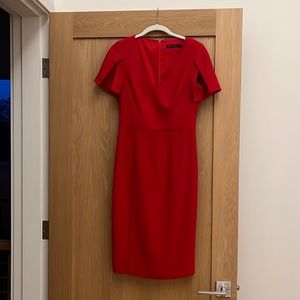 Fitted Black Halo red dress which hits just at knee